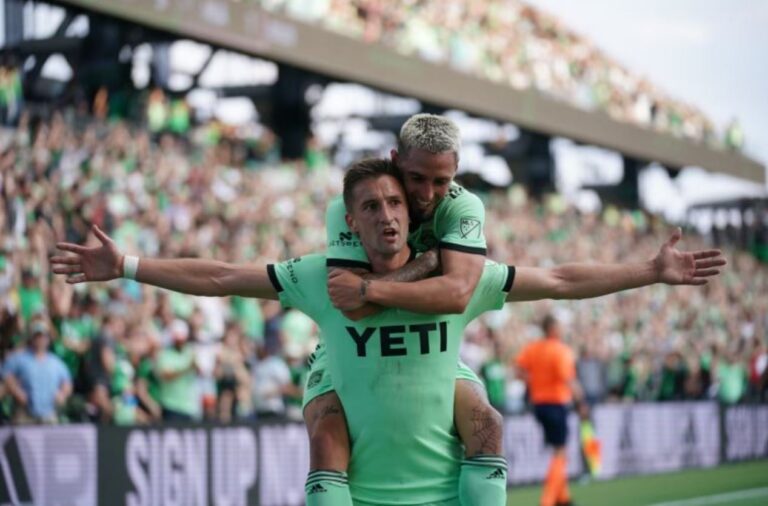 Austin FC em comemoração na goleada contra o Inter Miami