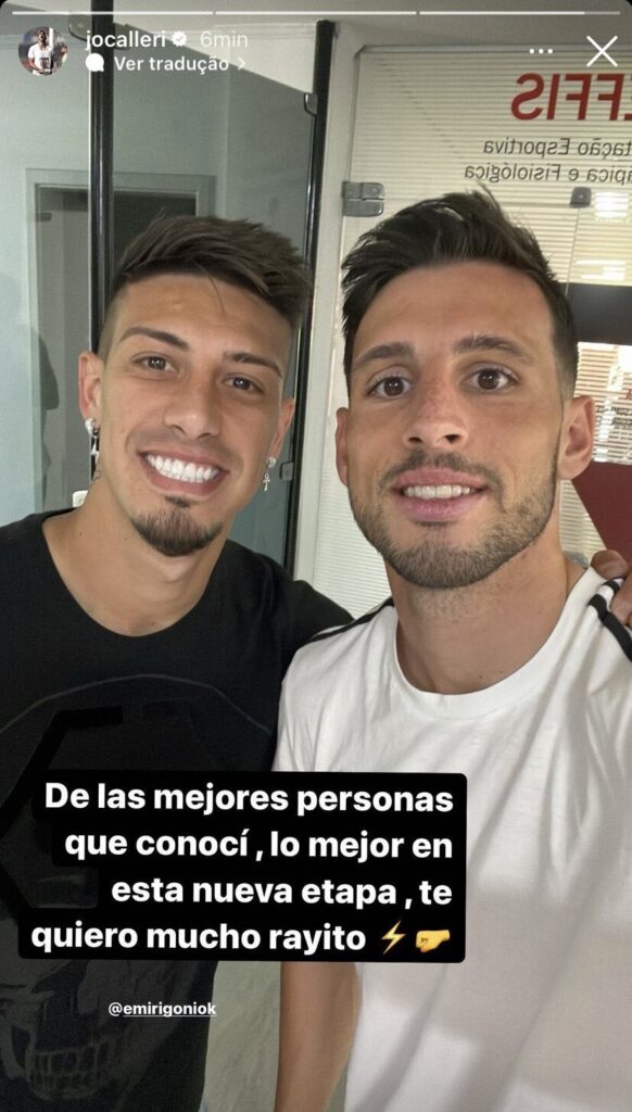 Jonathan Calleri se despede do compatriota Emiliano Rigoni, que está a caminho do Austin FC.