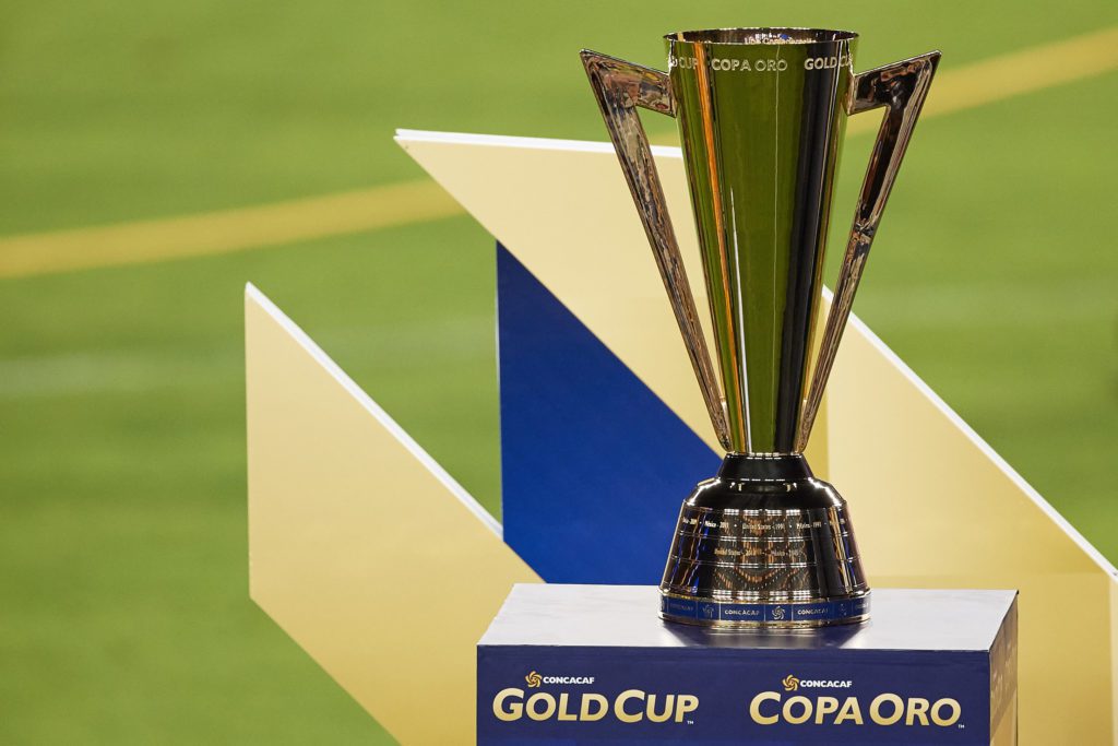 Santa Clara, CA - JULY 26: Detailed view of the Gold Cup (Copa Ouro) trophy during the CONCACAF Gold Cup Final match between the United States v Jamaica at Levi's Stadium on July 26, 2017 in Santa Clara, California. (Photo by Robin Alam/Icon Sportswire via Getty Images)